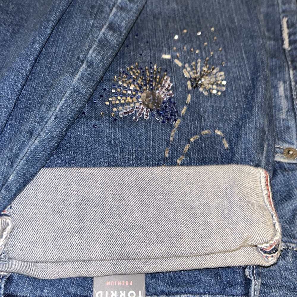 NWT Vintage Premium Boyfriend Jeans - Dark Wash with Beaded Embellishments - Picture 14 of 14